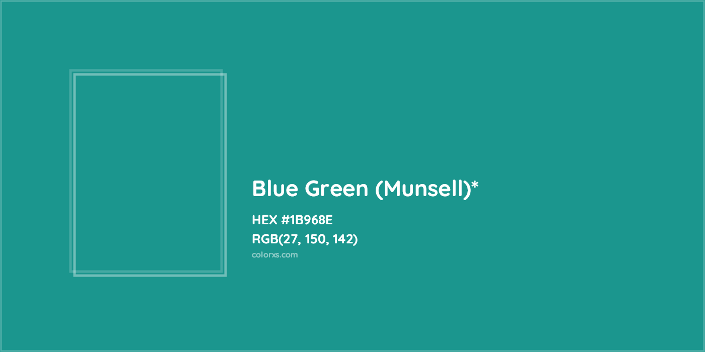 HEX #1B968E Color Name, Color Code, Palettes, Similar Paints, Images