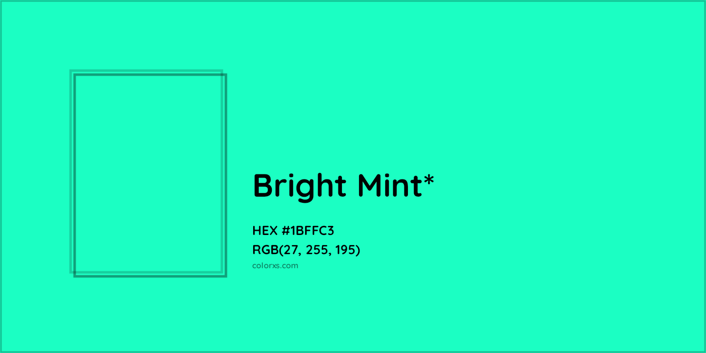 HEX #1BFFC3 Color Name, Color Code, Palettes, Similar Paints, Images