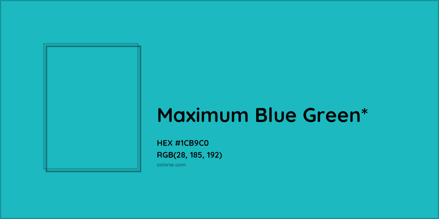 HEX #1CB9C0 Color Name, Color Code, Palettes, Similar Paints, Images