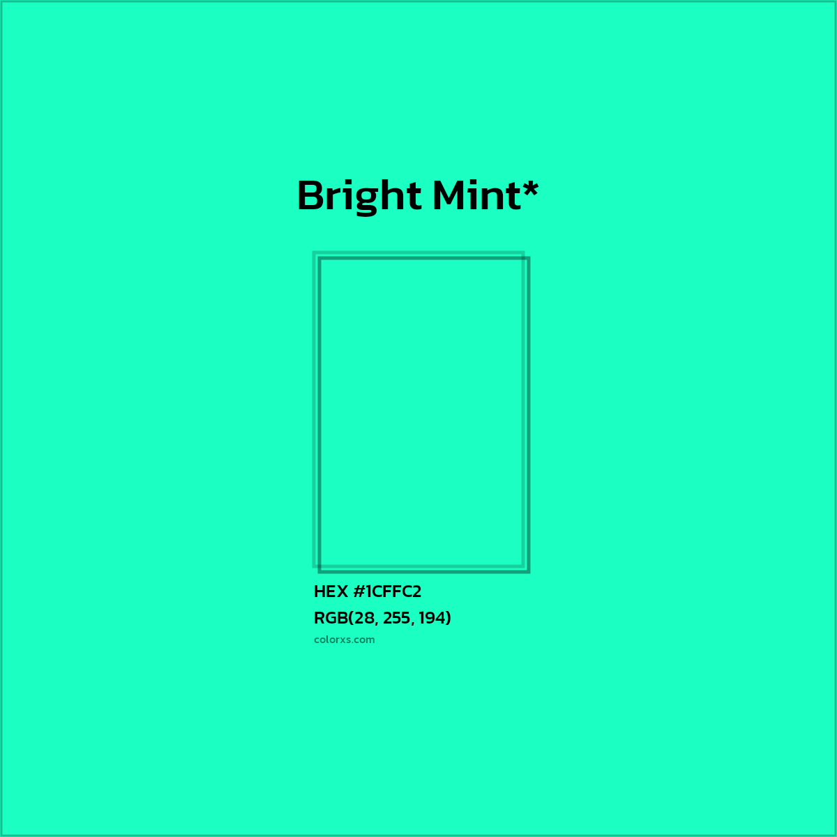 HEX #1CFFC2 Color Name, Color Code, Palettes, Similar Paints, Images