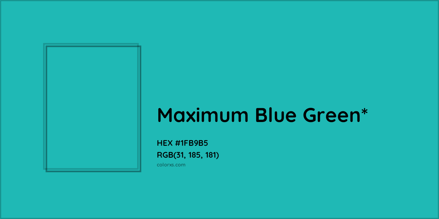 HEX #1FB9B5 Color Name, Color Code, Palettes, Similar Paints, Images
