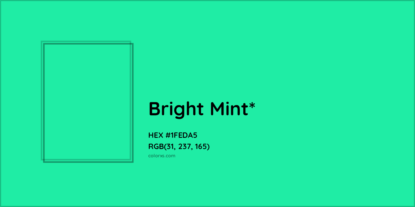 HEX #1FEDA5 Color Name, Color Code, Palettes, Similar Paints, Images