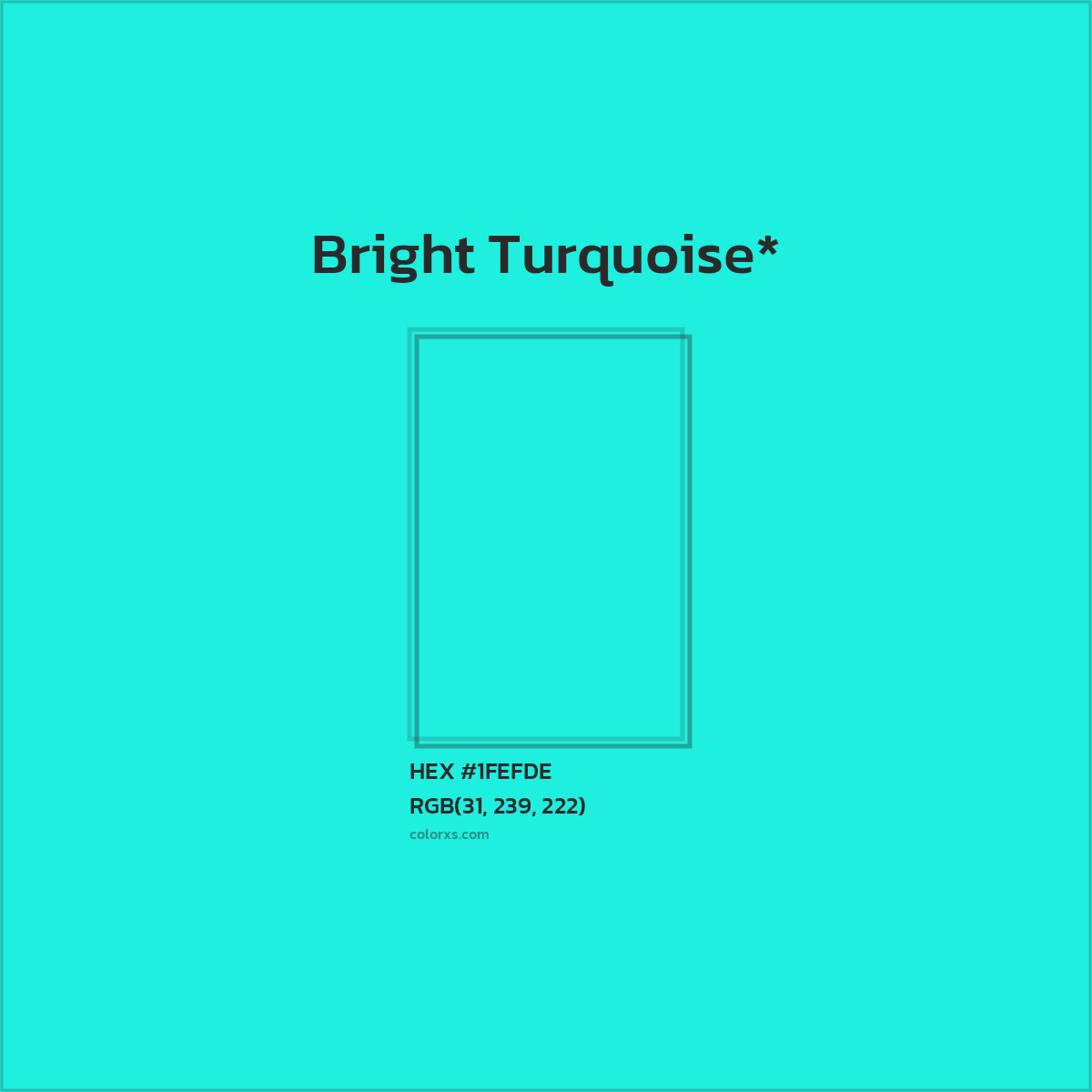 HEX #1FEFDE Color Name, Color Code, Palettes, Similar Paints, Images