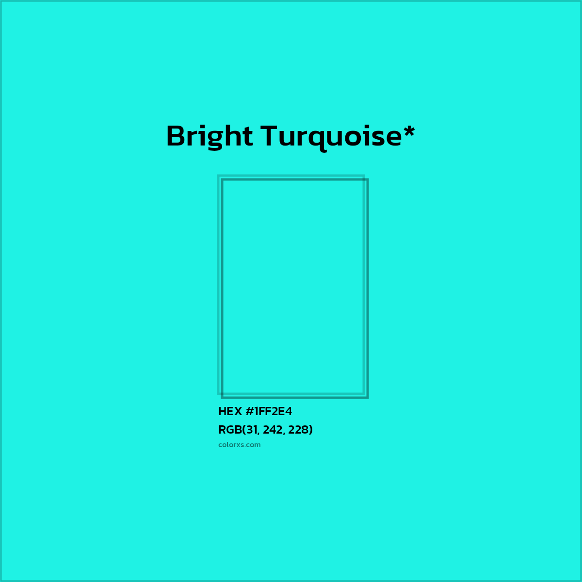 HEX #1FF2E4 Color Name, Color Code, Palettes, Similar Paints, Images