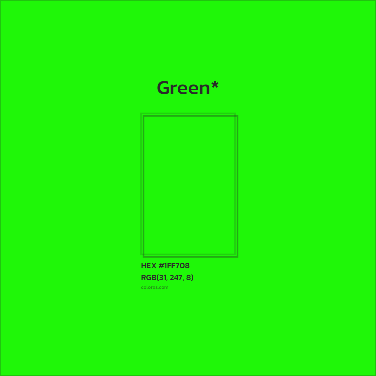 HEX #1FF708 Color Name, Color Code, Palettes, Similar Paints, Images
