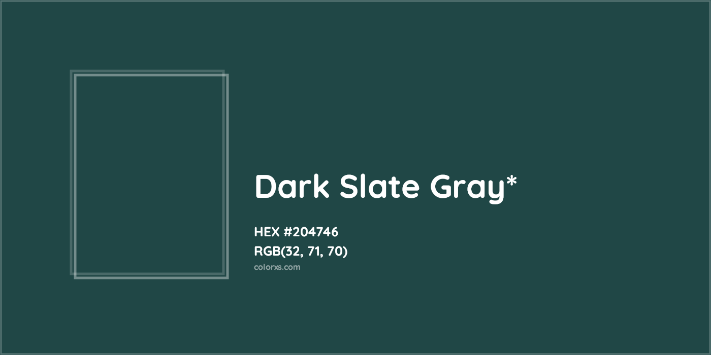 HEX #204746 Color Name, Color Code, Palettes, Similar Paints, Images