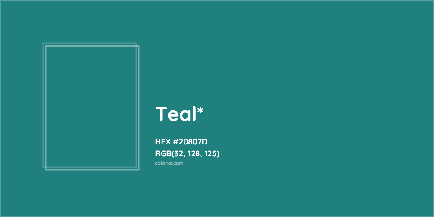 HEX #20807D Color Name, Color Code, Palettes, Similar Paints, Images