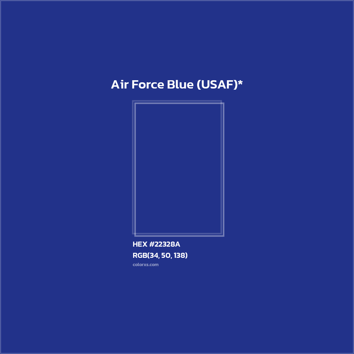 #22328A hex color. RGB, RYB, CMYK, HSL, HSV codes and color conversions. Matching color names, palettes, paints.