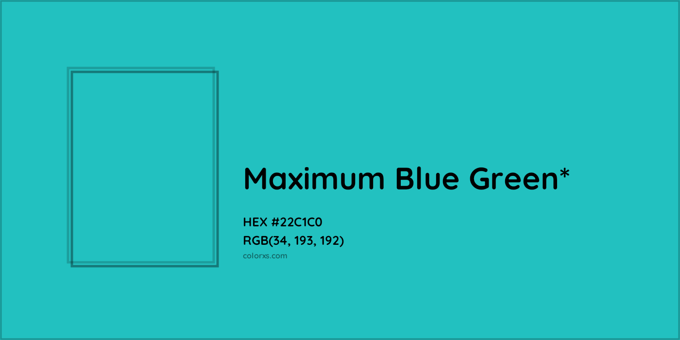 HEX #22C1C0 Color Name, Color Code, Palettes, Similar Paints, Images