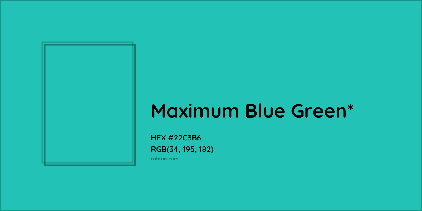 HEX #22C3B6 Color Name, Color Code, Palettes, Similar Paints, Images