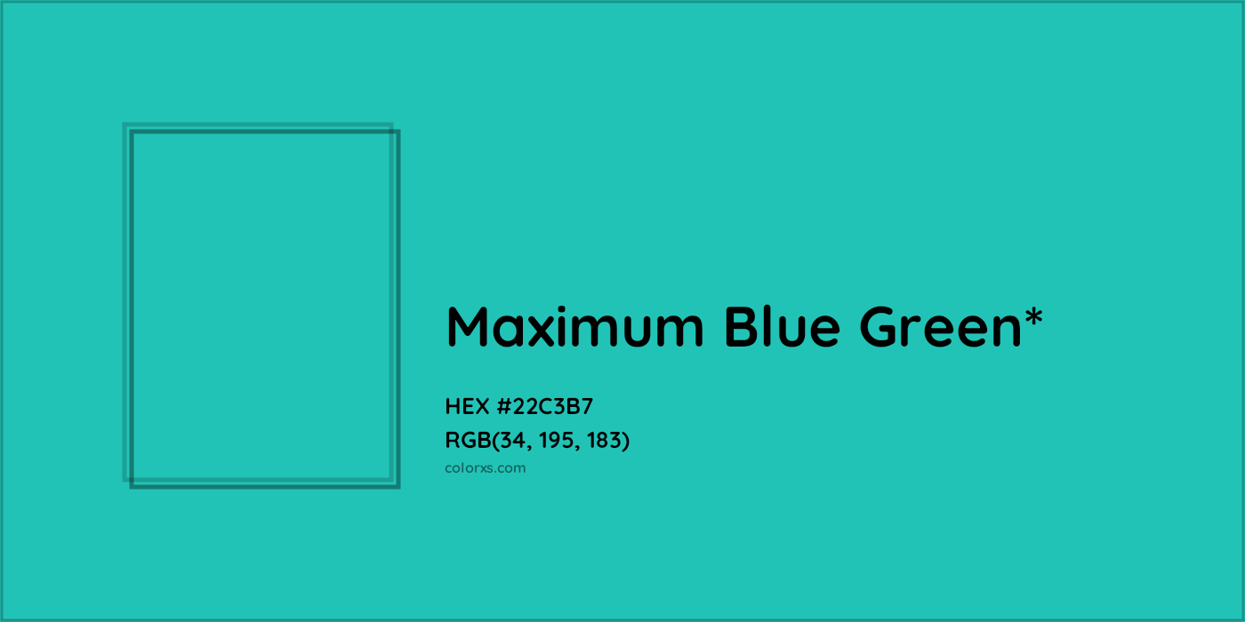HEX #22C3B7 Color Name, Color Code, Palettes, Similar Paints, Images