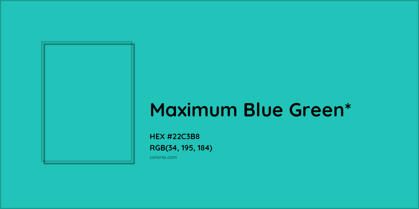 HEX #22C3B8 Color Name, Color Code, Palettes, Similar Paints, Images