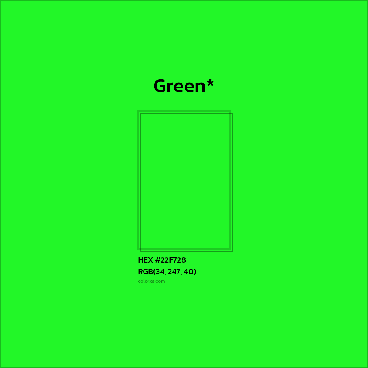 HEX #22F728 Color Name, Color Code, Palettes, Similar Paints, Images