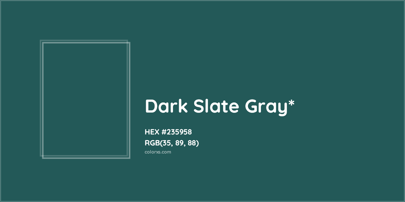 HEX #235958 Color Name, Color Code, Palettes, Similar Paints, Images