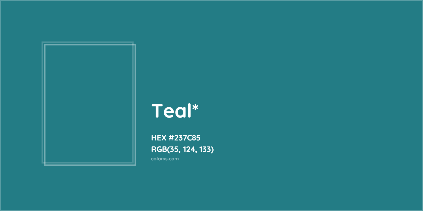 HEX #237C85 Color Name, Color Code, Palettes, Similar Paints, Images