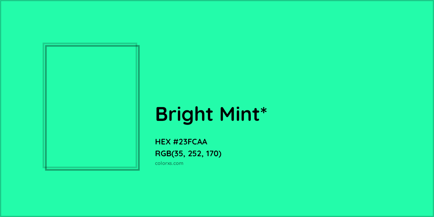 HEX #23FCAA Color Name, Color Code, Palettes, Similar Paints, Images