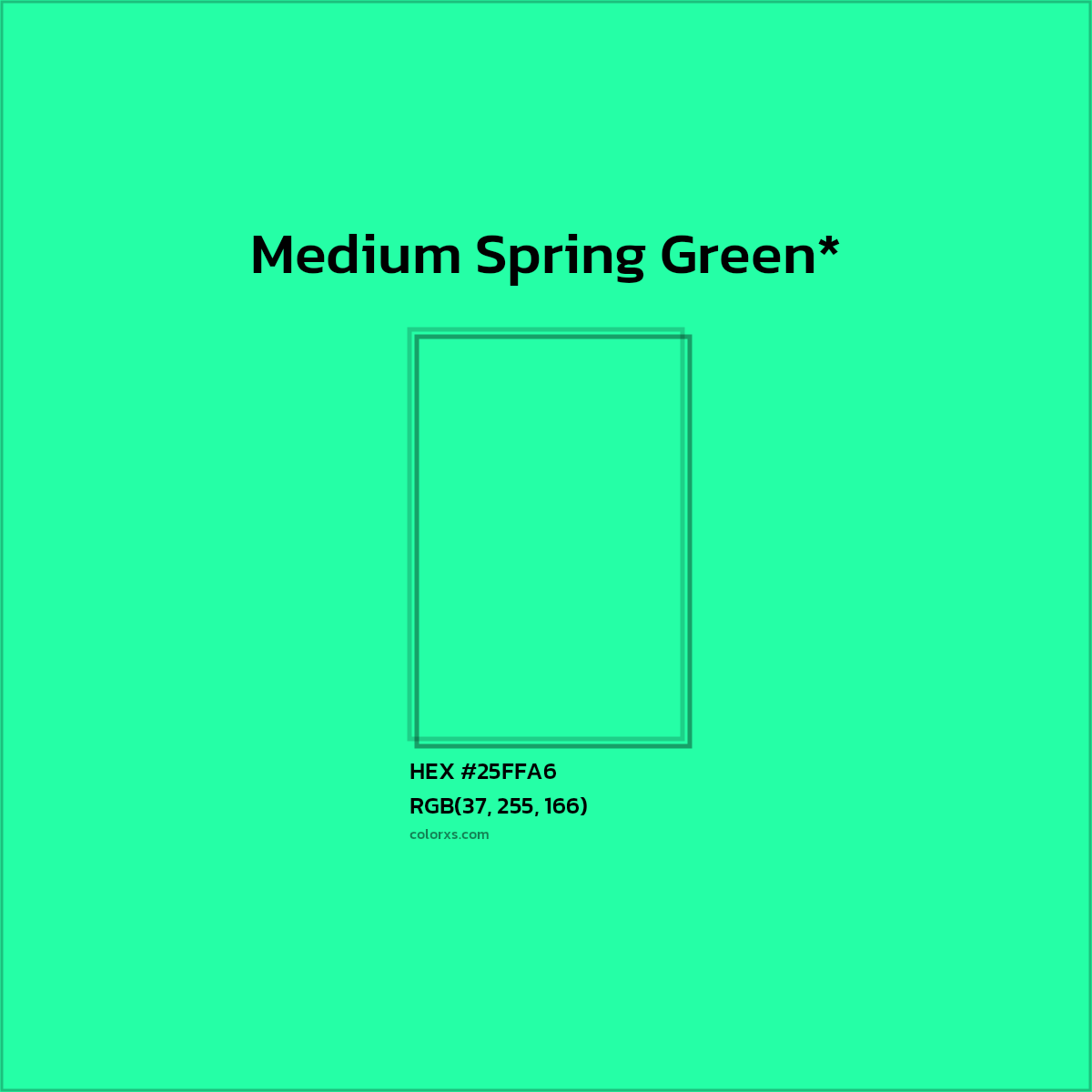 HEX #25FFA6 Color Name, Color Code, Palettes, Similar Paints, Images