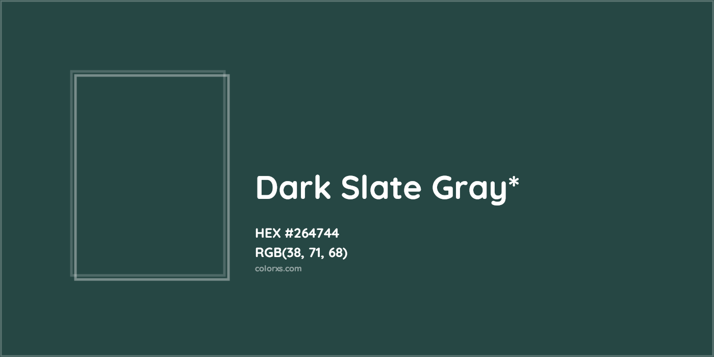 HEX #264744 Color Name, Color Code, Palettes, Similar Paints, Images