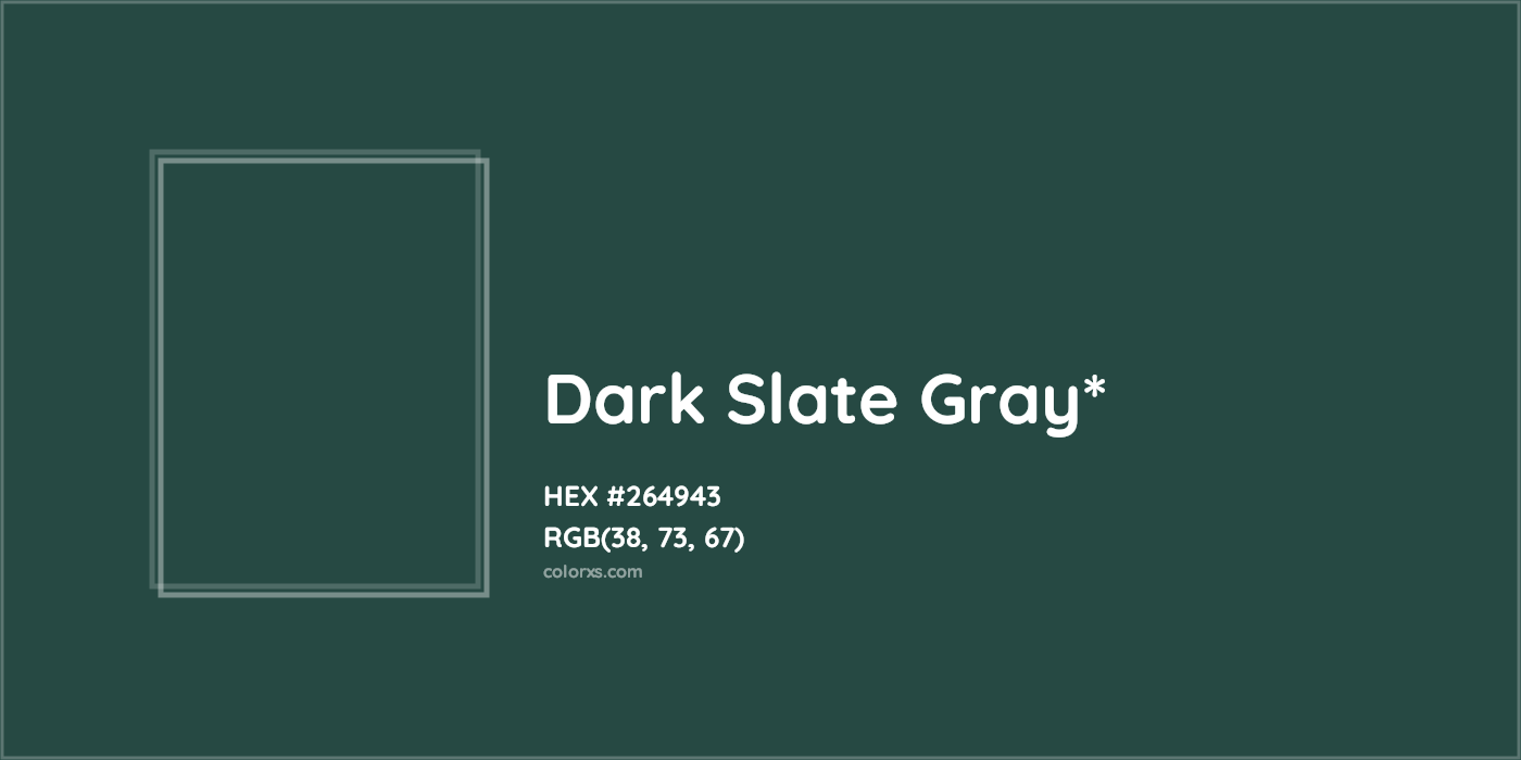 HEX #264943 Color Name, Color Code, Palettes, Similar Paints, Images