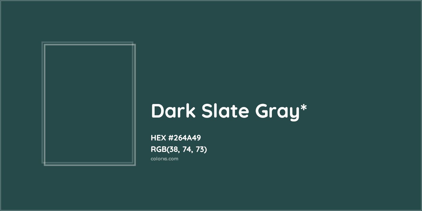 HEX #264A49 Color Name, Color Code, Palettes, Similar Paints, Images