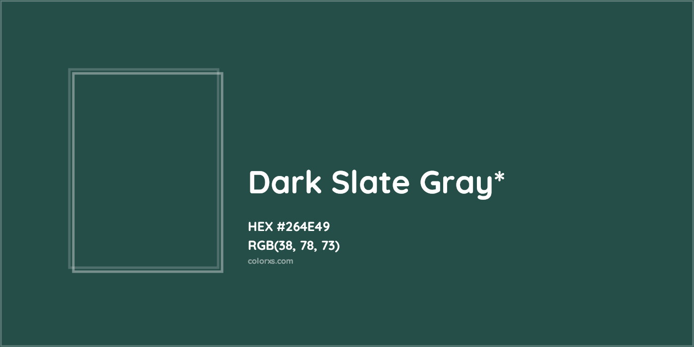 HEX #264E49 Color Name, Color Code, Palettes, Similar Paints, Images
