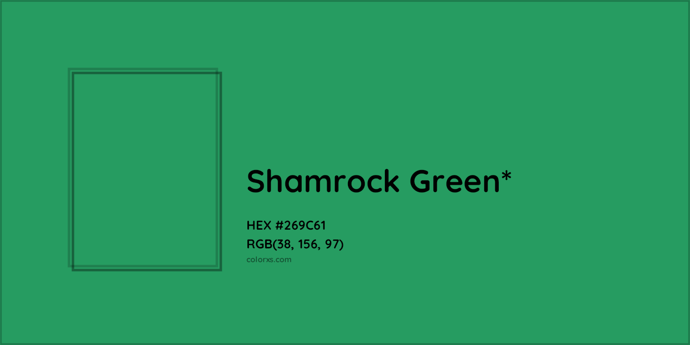 HEX #269C61 Color Name, Color Code, Palettes, Similar Paints, Images
