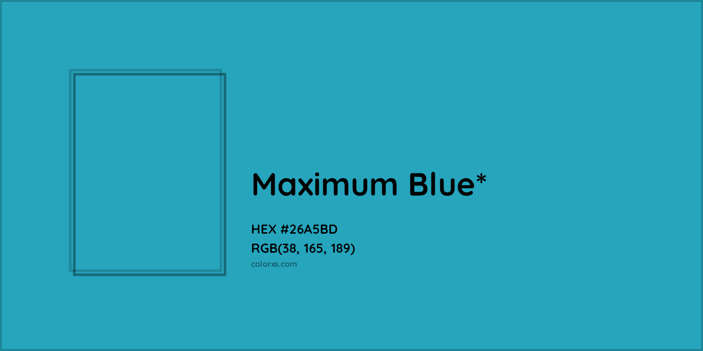 HEX #26A5BD Color Name, Color Code, Palettes, Similar Paints, Images