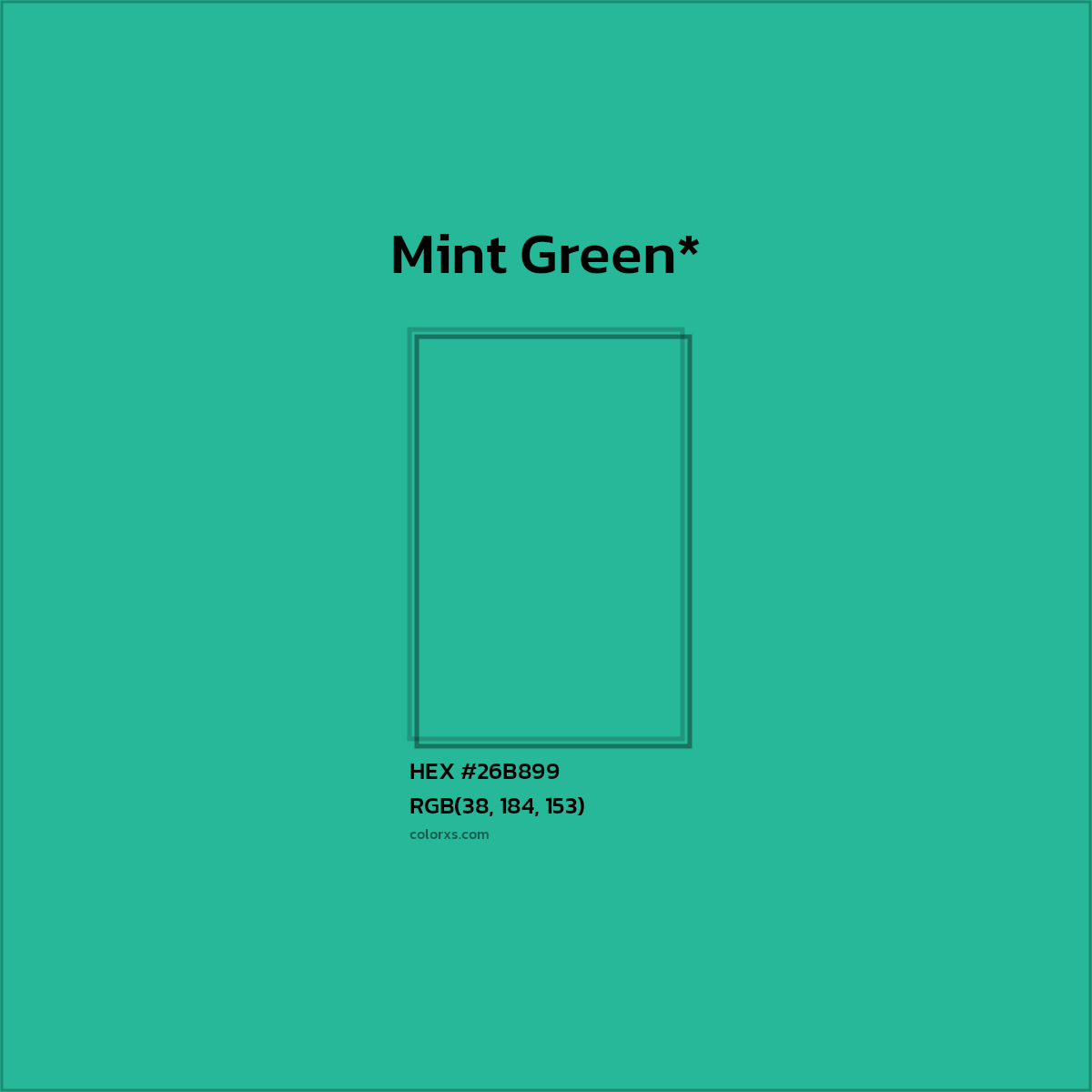 HEX #26B899 Color Name, Color Code, Palettes, Similar Paints, Images