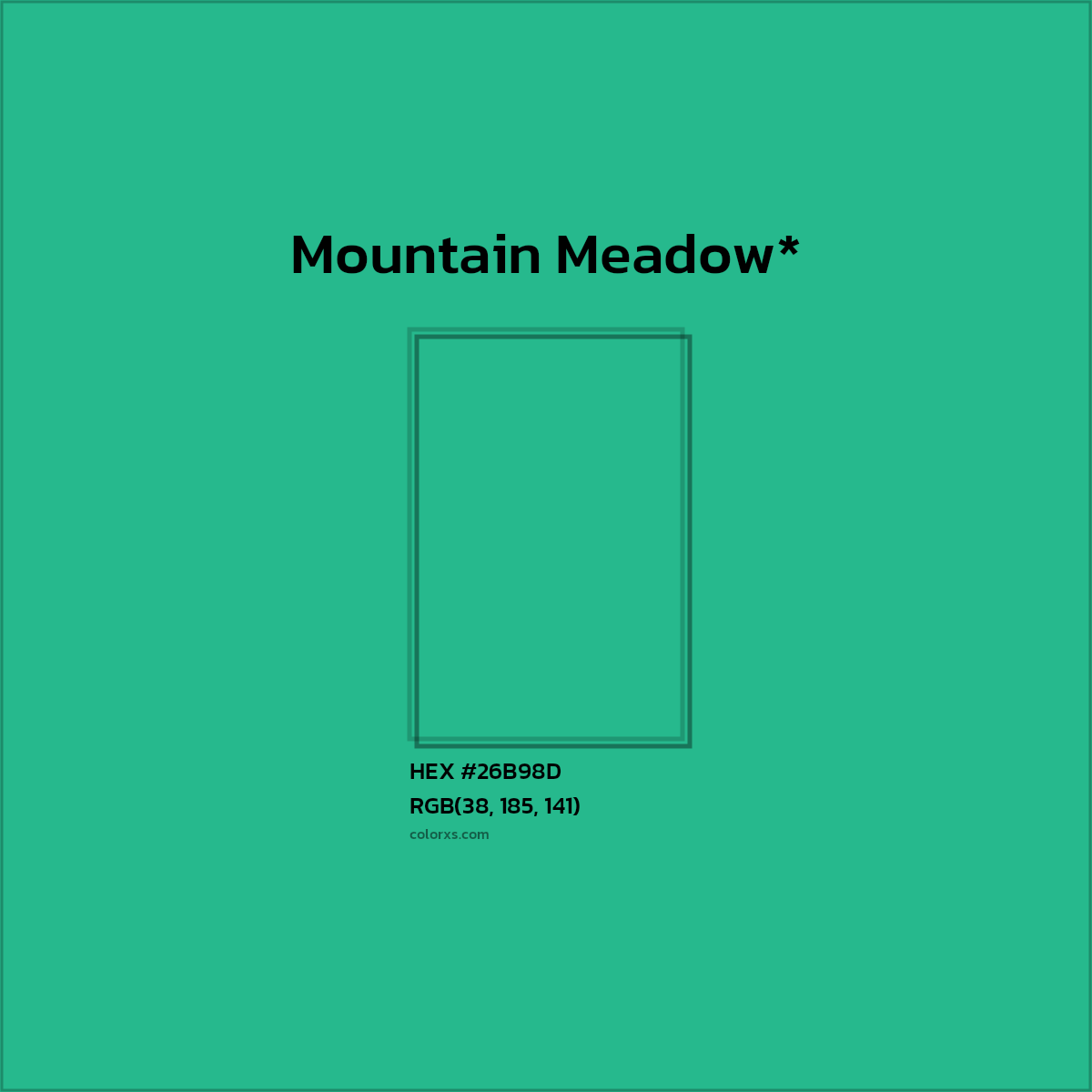 HEX #26B98D Color Name, Color Code, Palettes, Similar Paints, Images