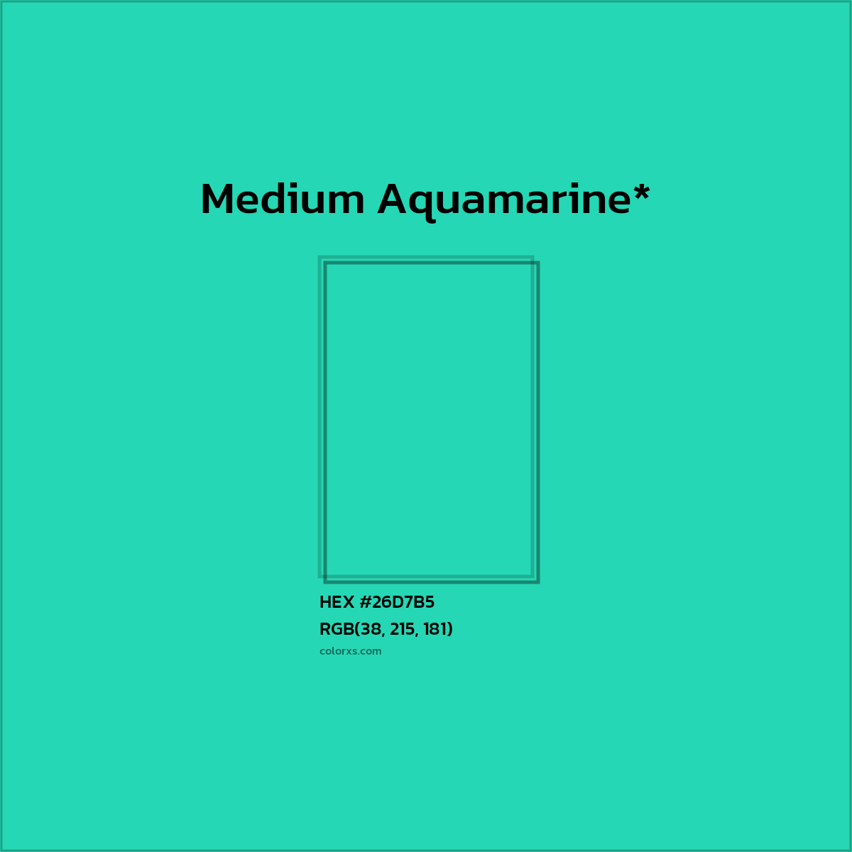 HEX #26D7B5 Color Name, Color Code, Palettes, Similar Paints, Images