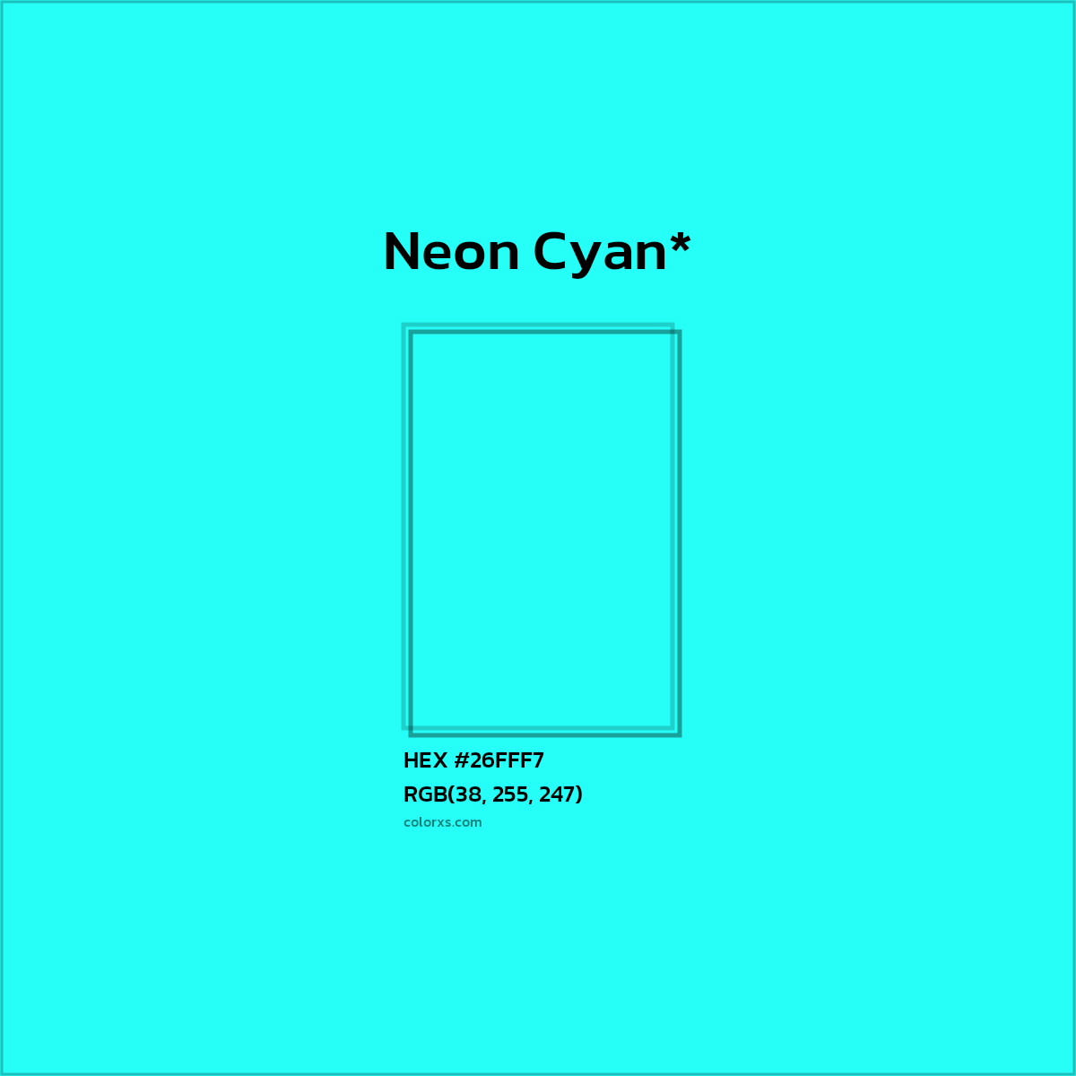HEX #26FFF7 Color Name, Color Code, Palettes, Similar Paints, Images
