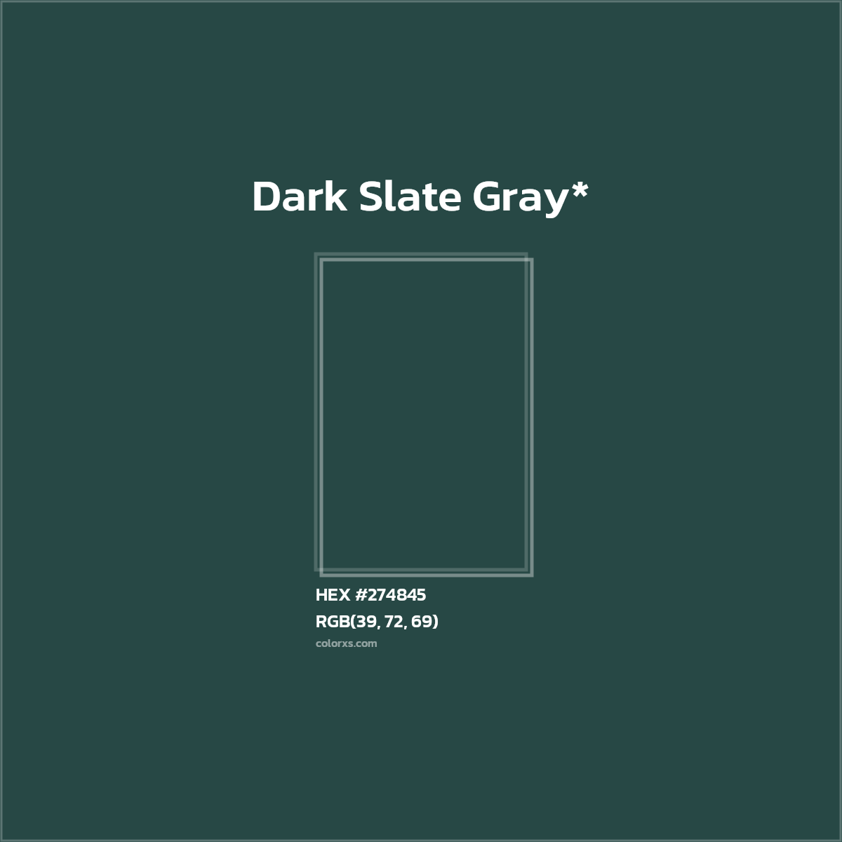 HEX #274845 Color Name, Color Code, Palettes, Similar Paints, Images