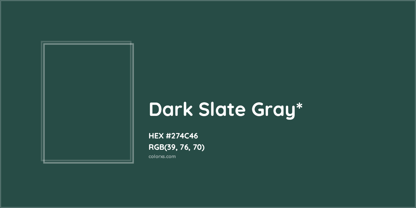HEX #274C46 Color Name, Color Code, Palettes, Similar Paints, Images