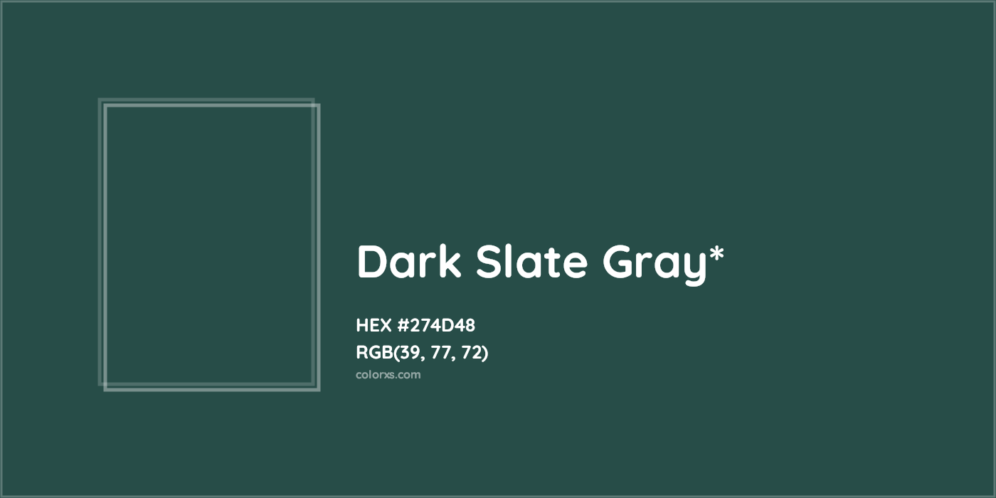 HEX #274D48 Color Name, Color Code, Palettes, Similar Paints, Images