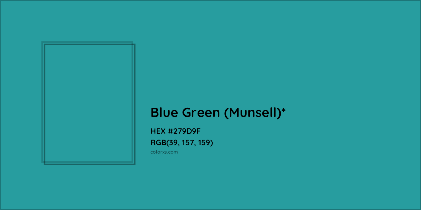 HEX #279D9F Color Name, Color Code, Palettes, Similar Paints, Images