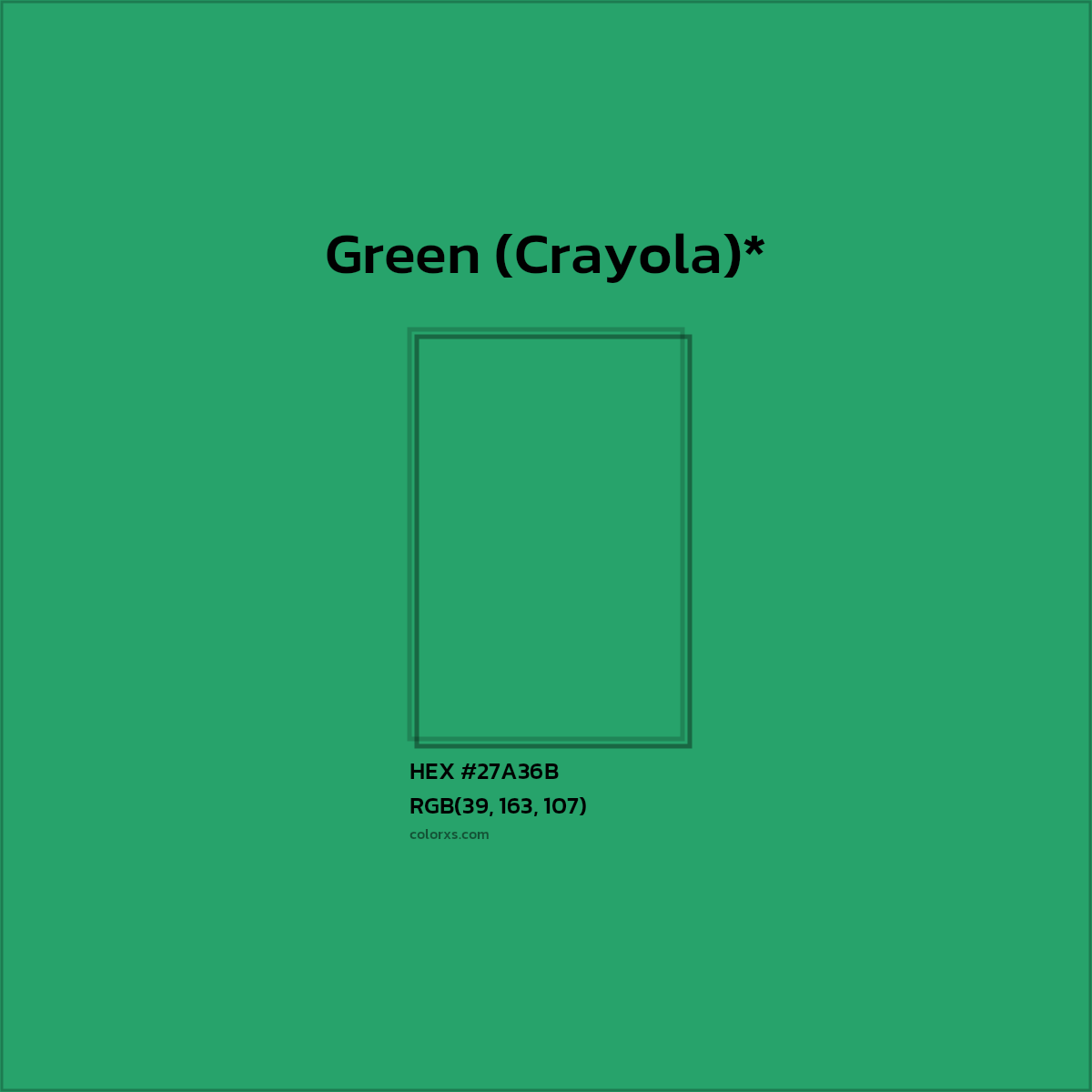HEX #27A36B Color Name, Color Code, Palettes, Similar Paints, Images