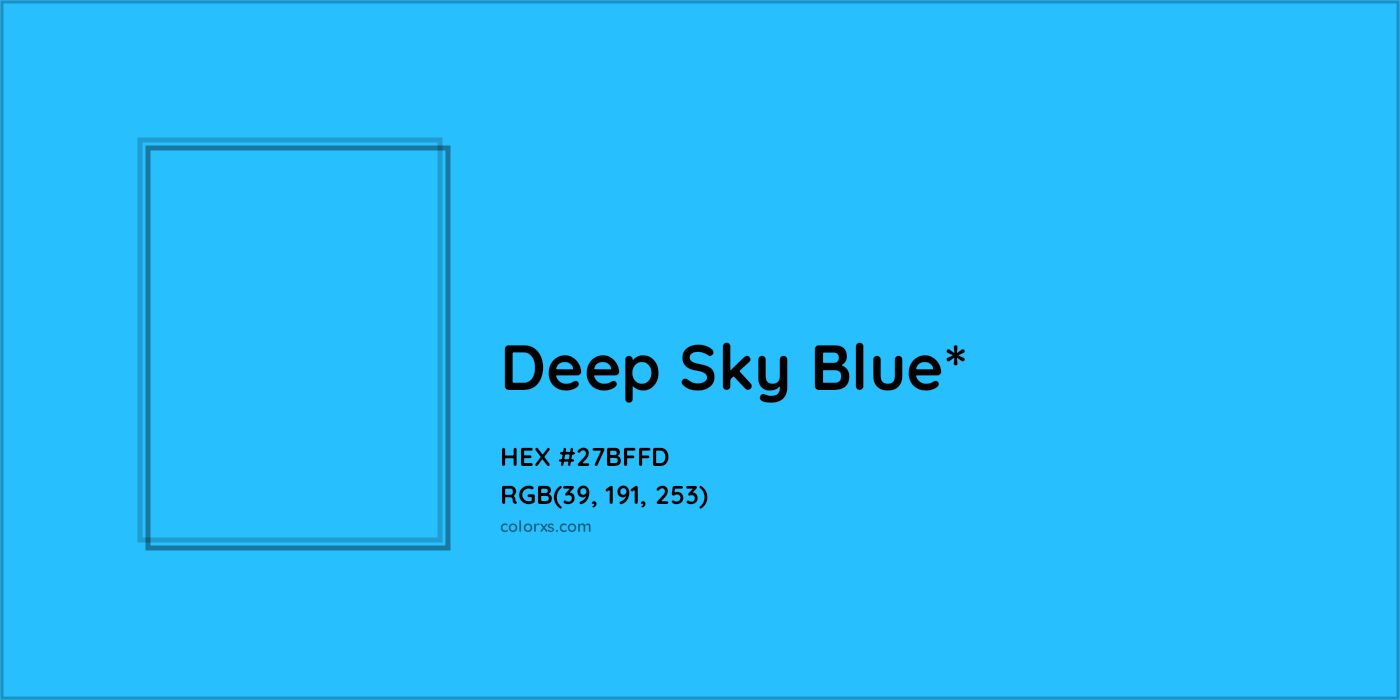 HEX #27BFFD Color Name, Color Code, Palettes, Similar Paints, Images