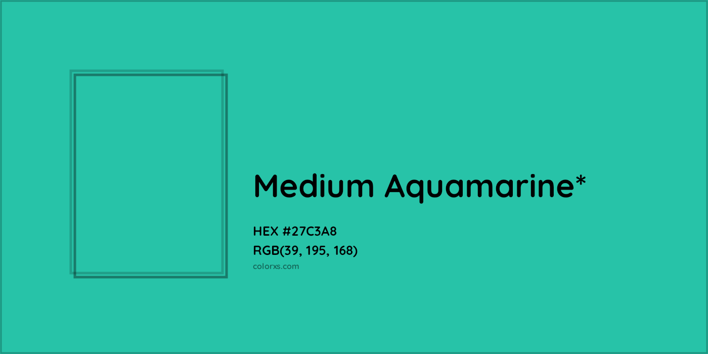 HEX #27C3A8 Color Name, Color Code, Palettes, Similar Paints, Images