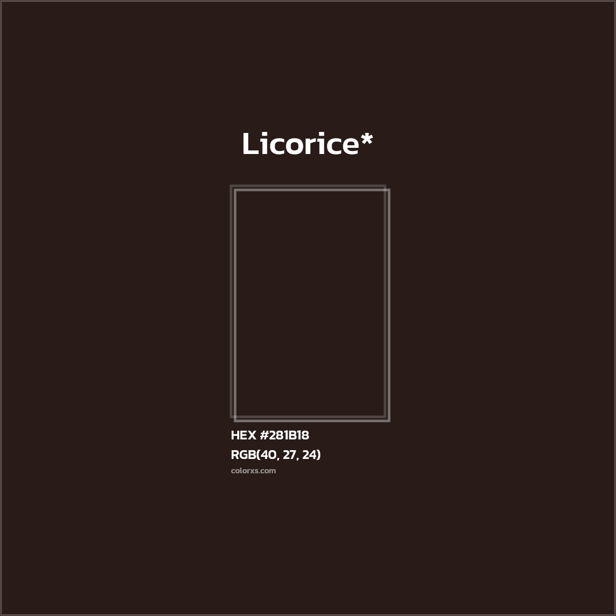 HEX #281B18 Color Name, Color Code, Palettes, Similar Paints, Images