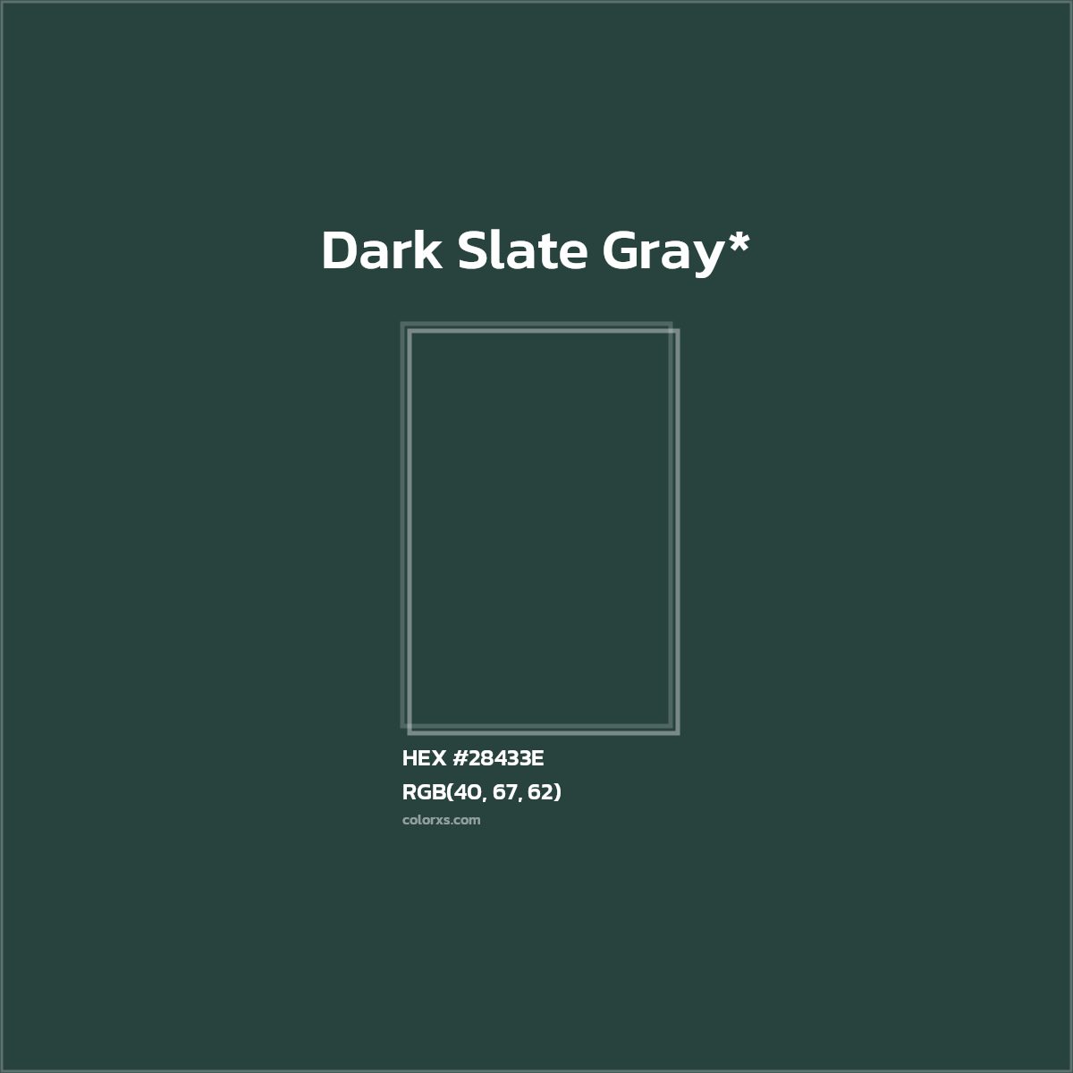 HEX #28433E Color Name, Color Code, Palettes, Similar Paints, Images