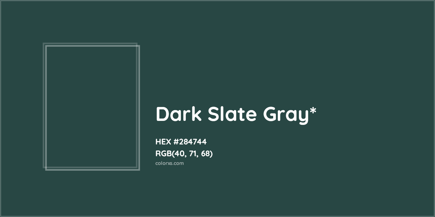 HEX #284744 Color Name, Color Code, Palettes, Similar Paints, Images