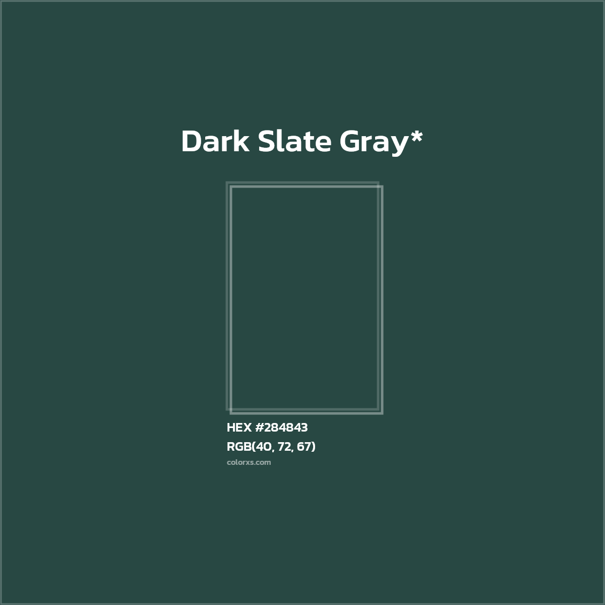 HEX #284843 Color Name, Color Code, Palettes, Similar Paints, Images