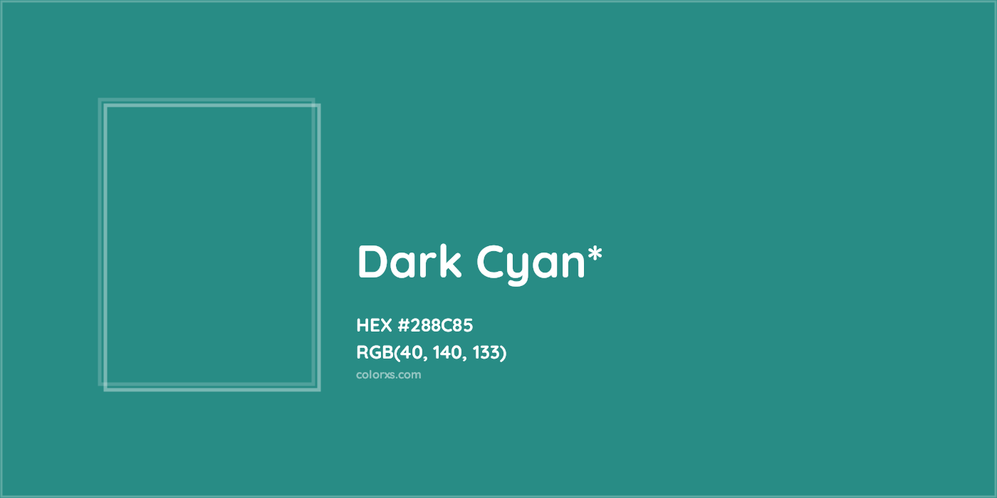 HEX #288C85 Color Name, Color Code, Palettes, Similar Paints, Images
