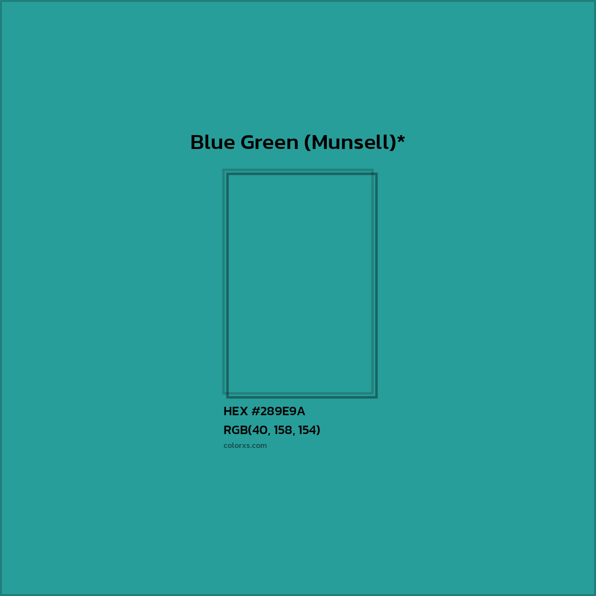 HEX #289E9A Color Name, Color Code, Palettes, Similar Paints, Images