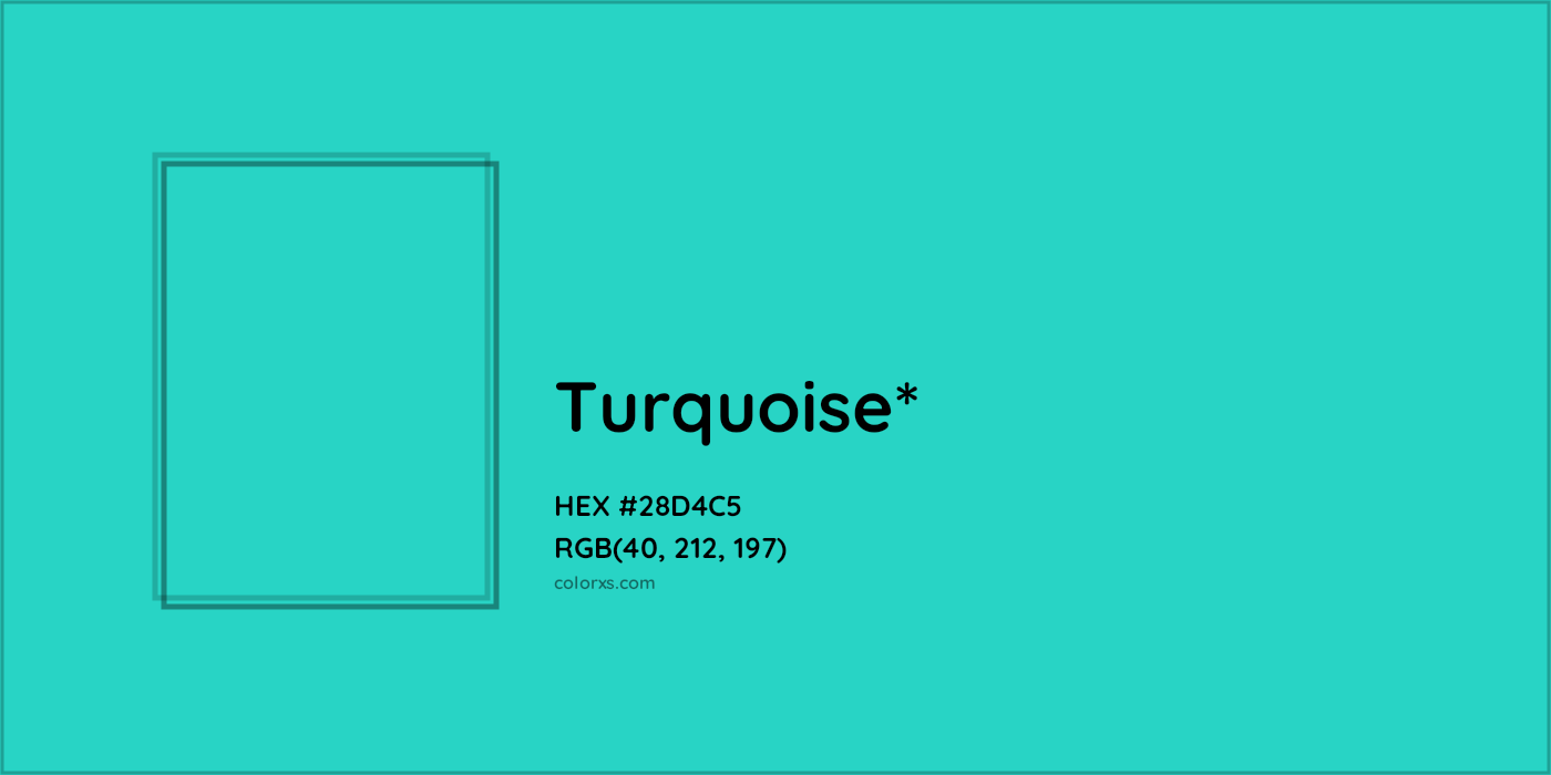 HEX #28D4C5 Color Name, Color Code, Palettes, Similar Paints, Images