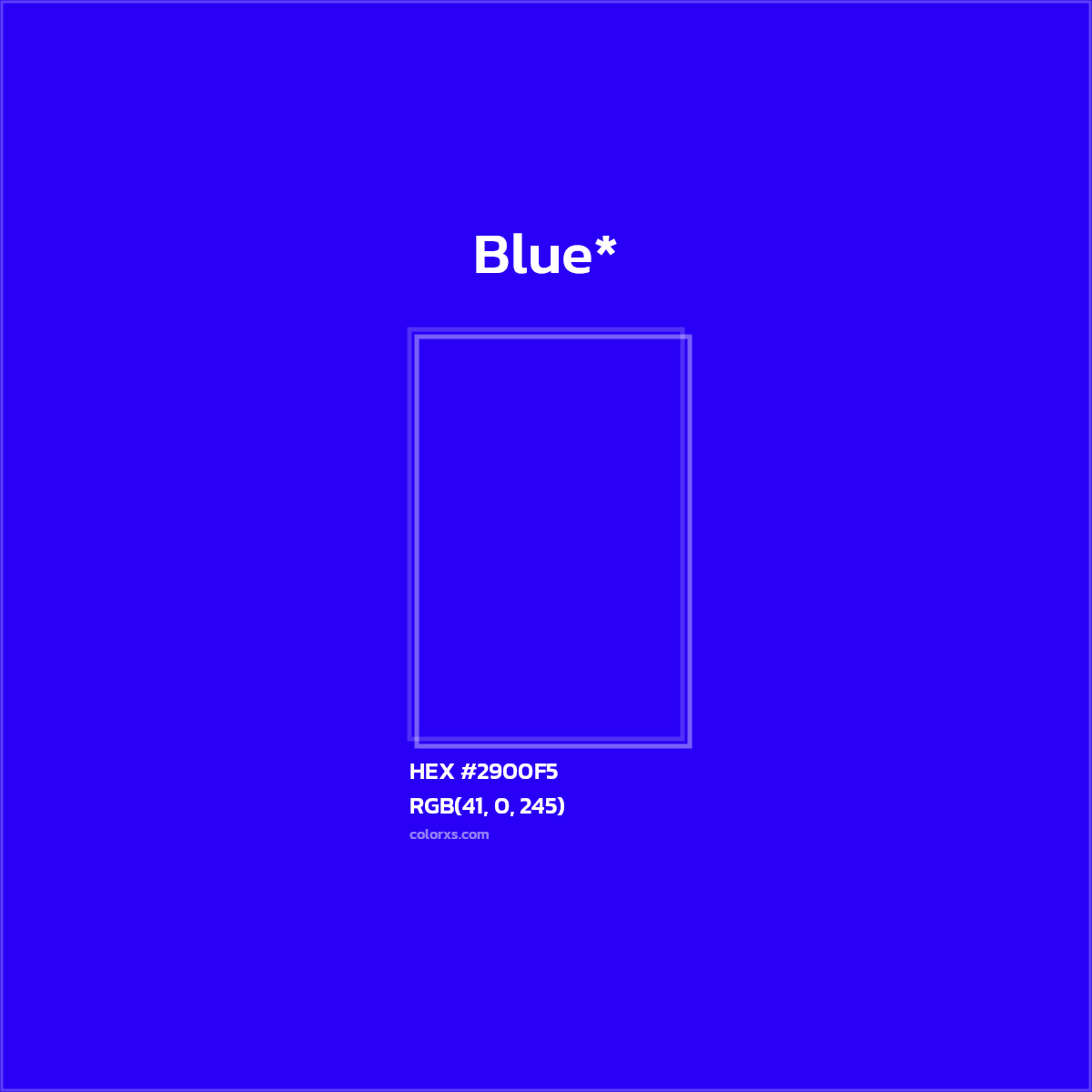 HEX #2900F5 Color Name, Color Code, Palettes, Similar Paints, Images