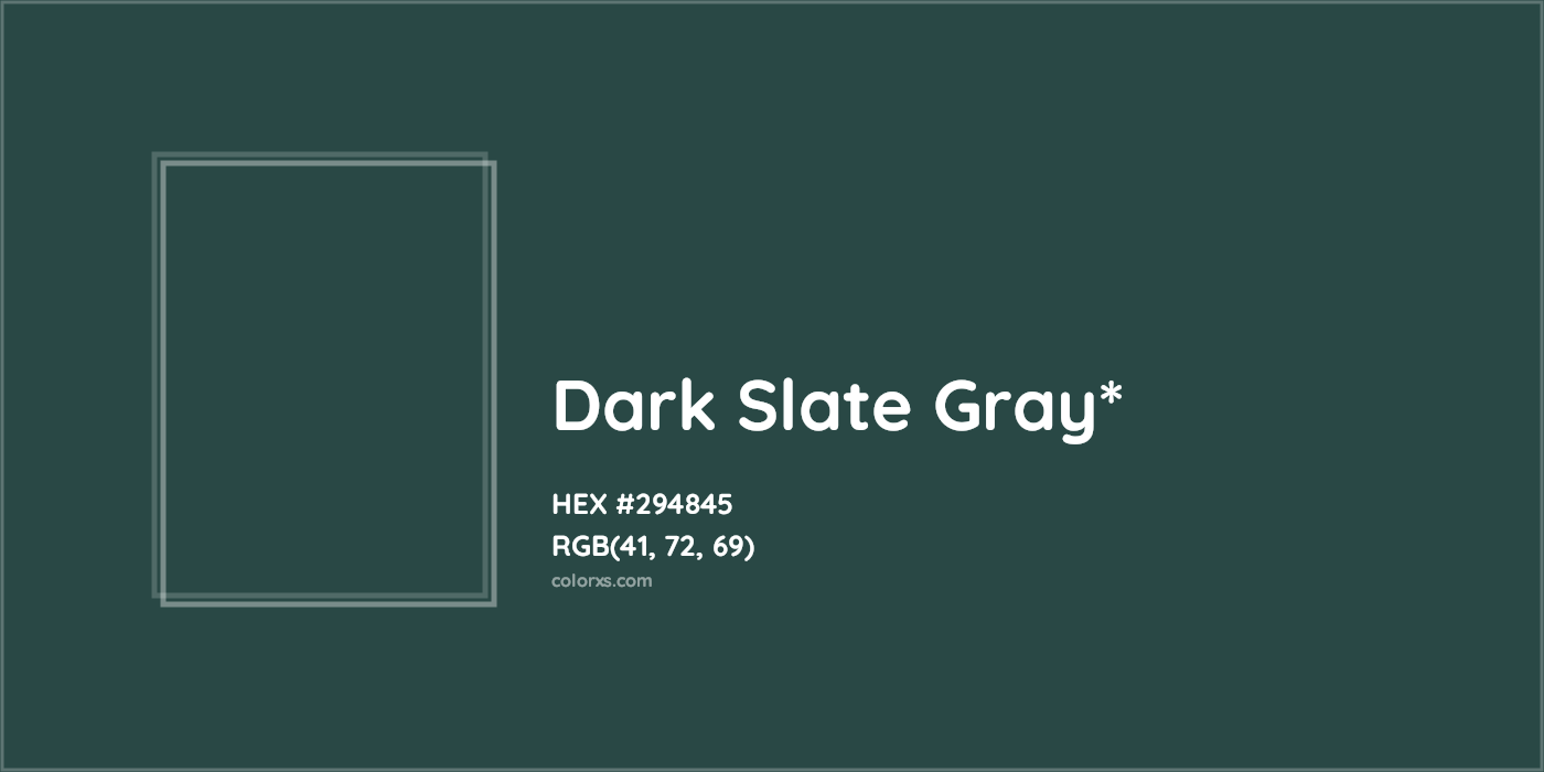 HEX #294845 Color Name, Color Code, Palettes, Similar Paints, Images