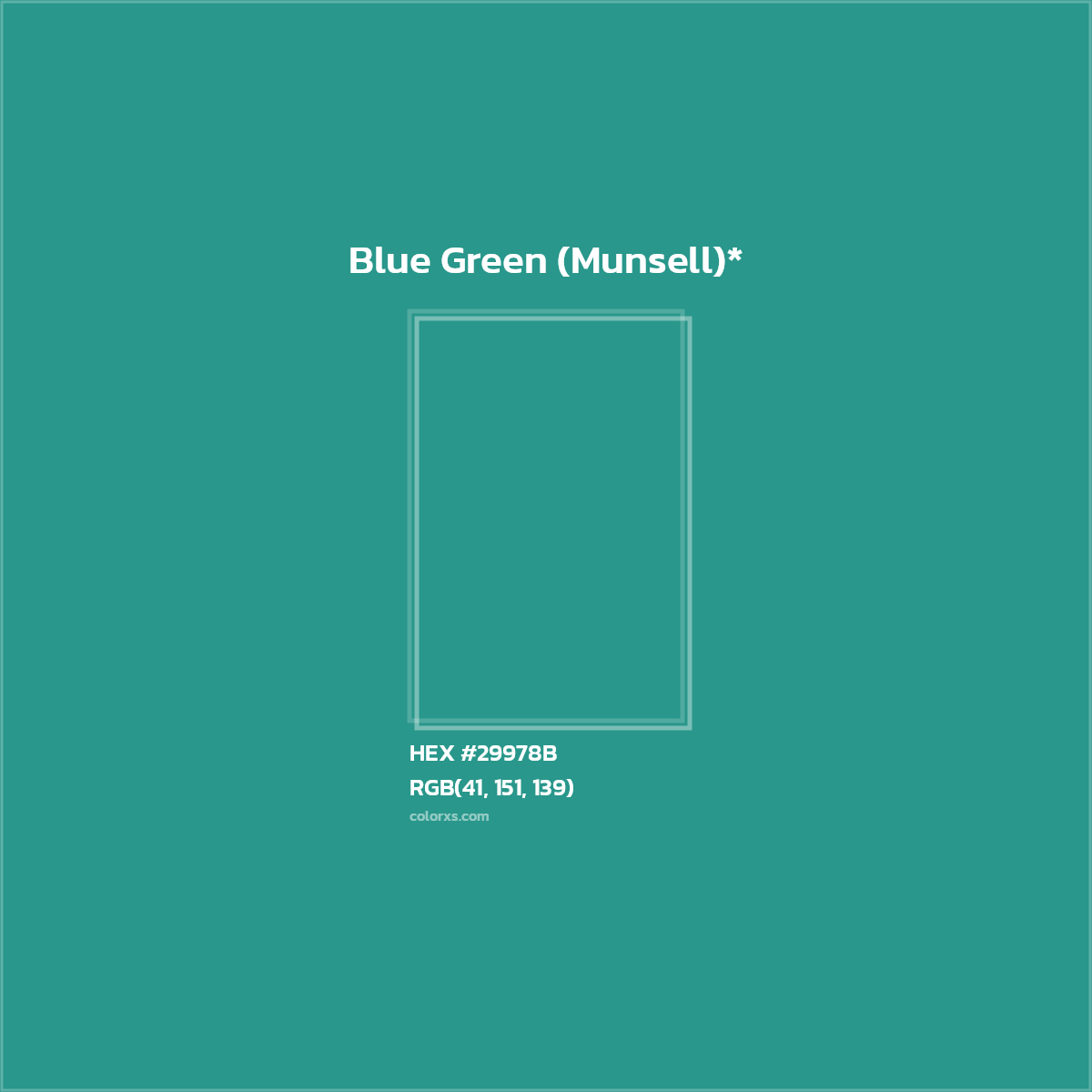 HEX #29978B Color Name, Color Code, Palettes, Similar Paints, Images