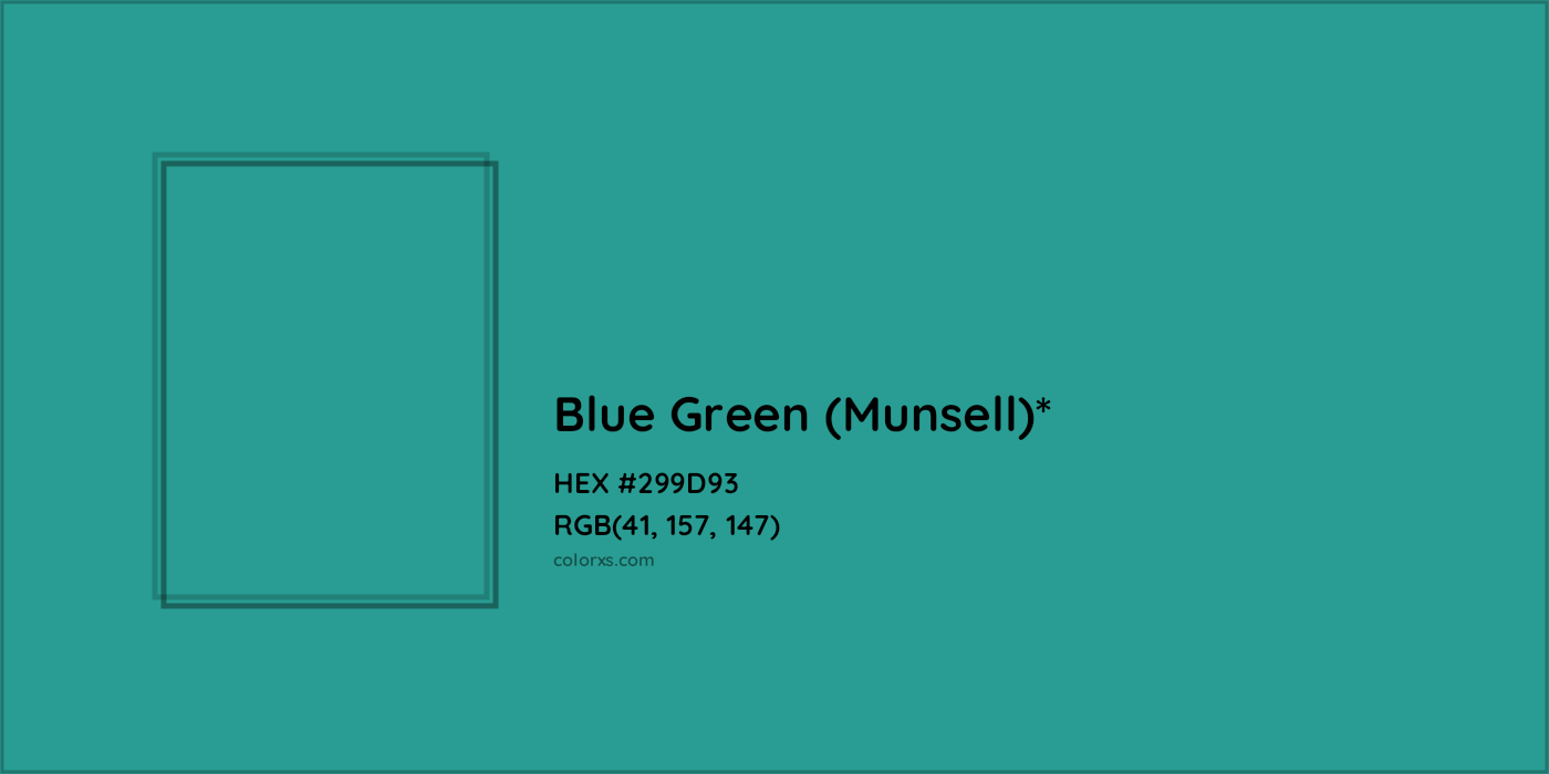 HEX #299D93 Color Name, Color Code, Palettes, Similar Paints, Images