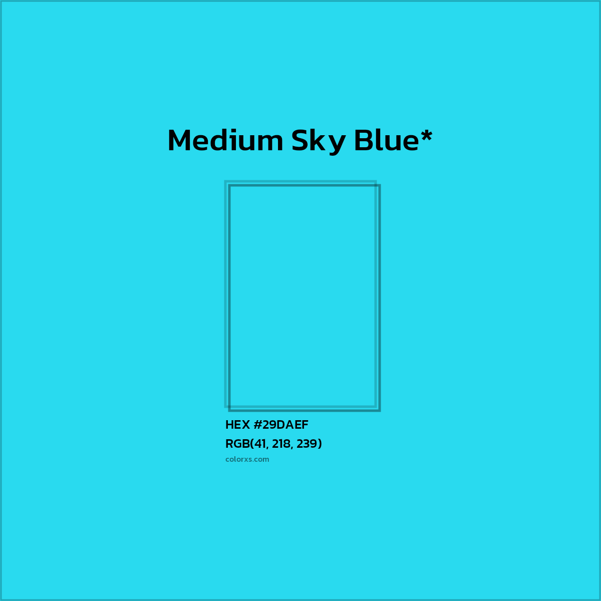 HEX #29DAEF Color Name, Color Code, Palettes, Similar Paints, Images